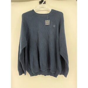 IZOD Lattic Sweater Mens‎ 2XL Navy Blue Long Sleeve Crew Neck NWT Fall Winter